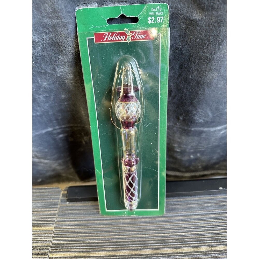 Vintage Christmas Ornament By Holiday Time New‎ In Box Purple And White